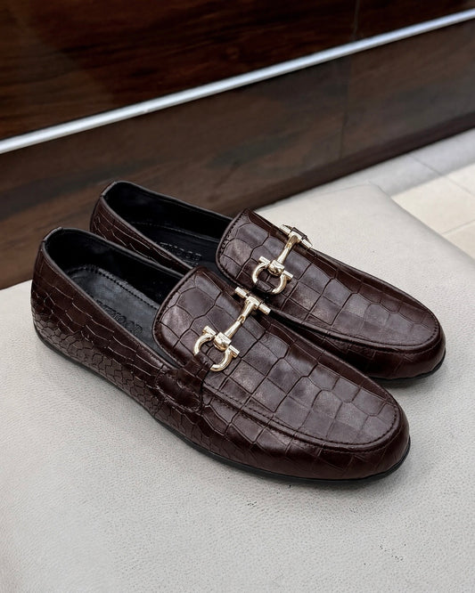 Dark brown crocodile shoes