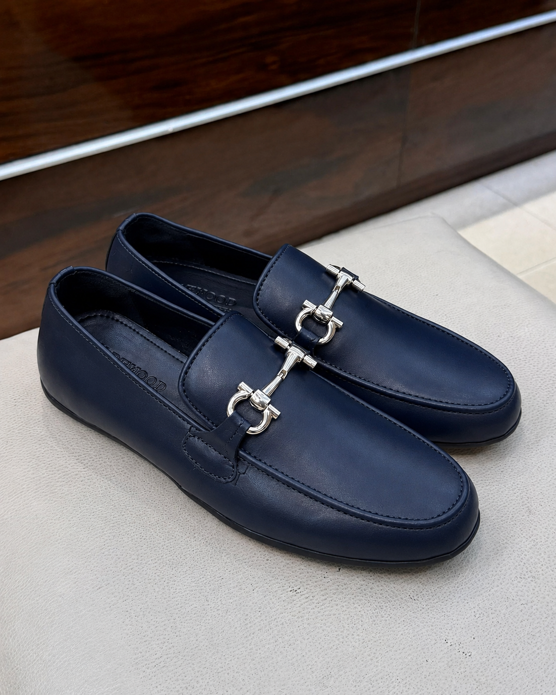 Navy blue driving loafers