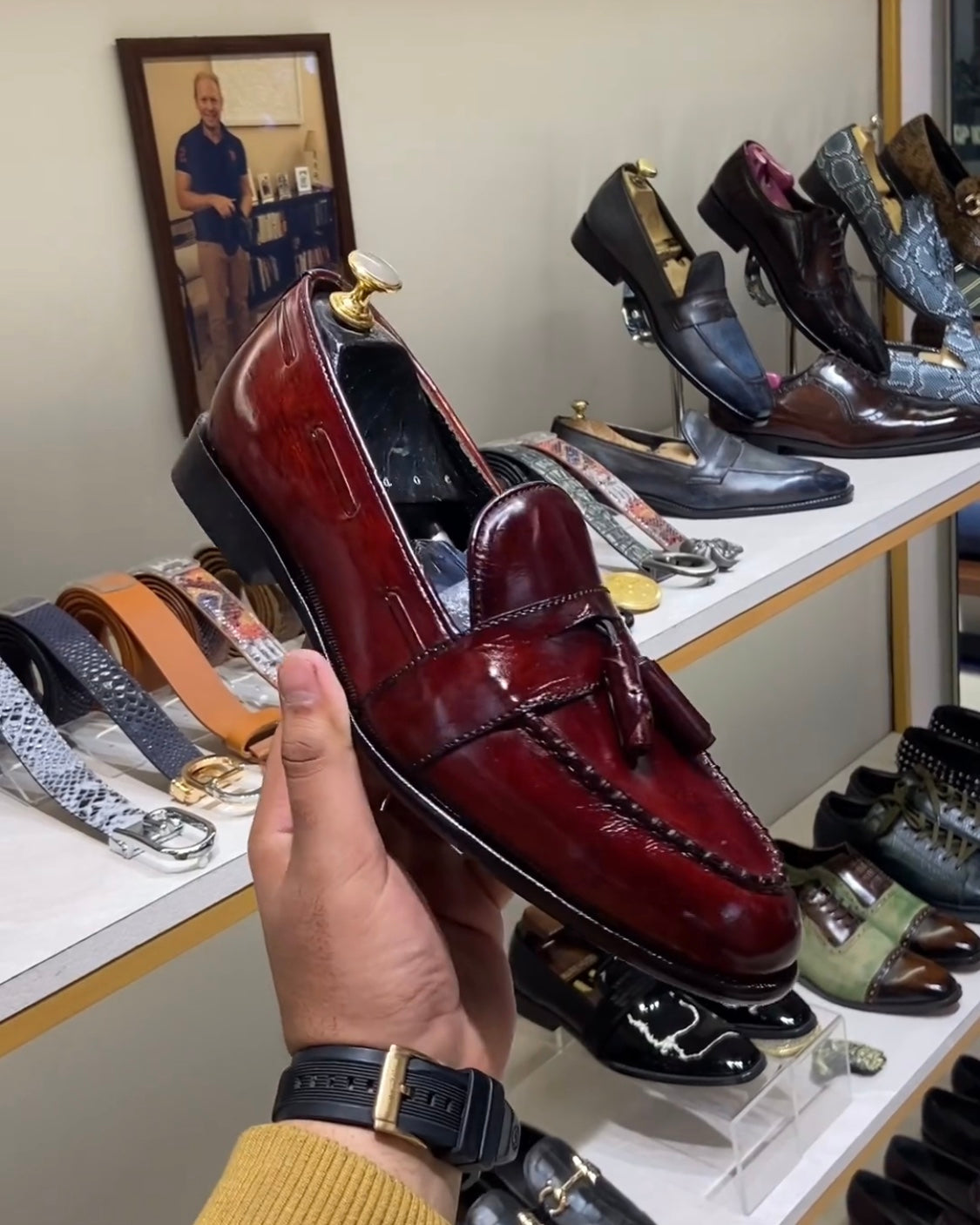 Oxblood loafers with tassels