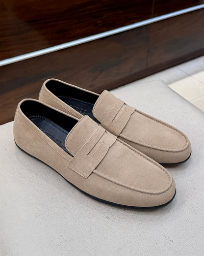 Sand suede loafers