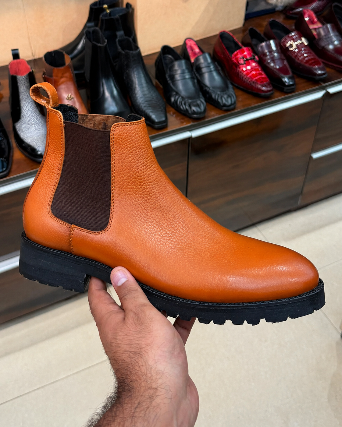 Tan Chunky Chelsea Boots