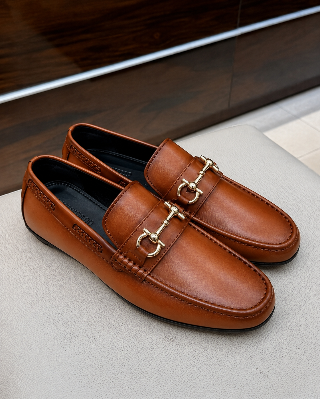 Tan driving loafers